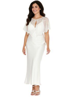 New Vintage OS White Beaded Sequin Capelet Bridal Shawl